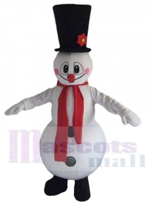 Snowman Mascot Costume Cartoon with Flower Hat