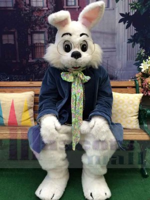 Easter Wendell Rabbit Mascot Costume Animal in Blue Suit