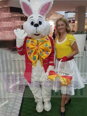 Wendell Rabbit Mascot Costume Animal in Red Tailcoat
