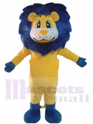 Yellow Lion Mascot Costume Animal with Blue Mane
