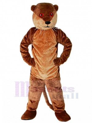 Brown Ollie Otter Mascot Costume with Red Eyes Animal