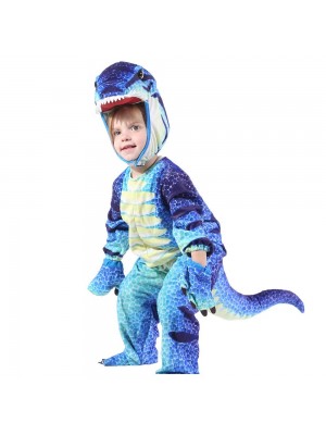 Blue T-Rex Dinosaur Costume Dinosaur Jumpsuit Halloween Christmas Dress up Gift for Kid