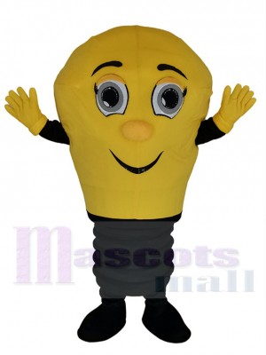 Smiling Yellow Lamp Light Bulb Mascot Costume