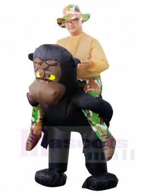 Gorilla Monkey Carry me Ride on Orangutan Gibbon Chimp Inflatable Halloween Xmas Costumes for Adults