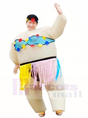 Hawaiian Dance Hula Skirt Inflatable Halloween Christmas Costumes for Adults