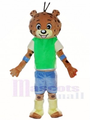 Green Shirt Blue Pants Leopard Panther Mascot Costumes Animal