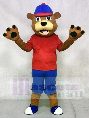 Red Vest Happy Brown Animal Bear Mascot Costumes Animal