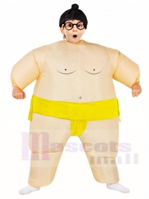 Yellow Japanese Fat Man Sumo Inflatable Halloween Christmas Costumes for Kids