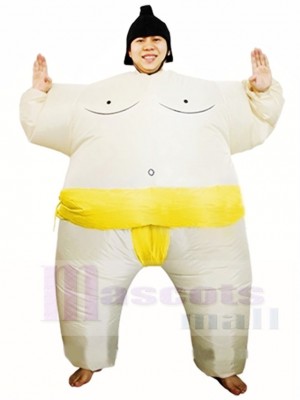 Yellow Japanese Fat Man Sumo Inflatable Halloween Christmas Costumes for Adults