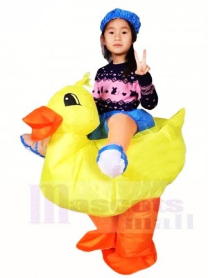 Yellow Duck Carry me Ride on Inflatable Halloween Xmas Costumes for Kids