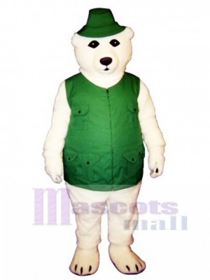 Fisher Bear with Vest & Hat Mascot Costume Animal 