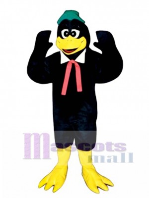 Cute Berry Black Bird with Collar, Hat & Tie Mascot Costume Bird
