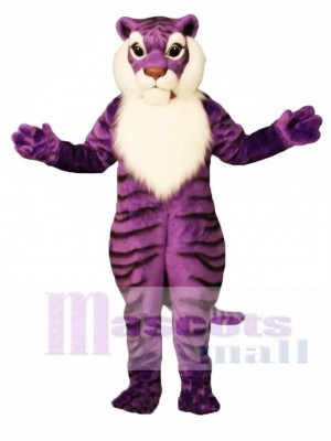 Cute Purple Tiger Mascot Costume