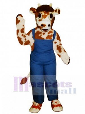 Calf with Overalls & Tennis Shoes Mascot Costume Animal 
