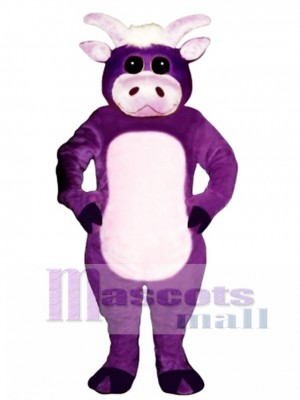 Cute Purple Bull Mascot Costume Animal 