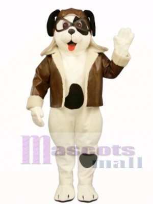 Cute Puppy Dog with Spots & Aviator Outfit Mascot Costume Animal