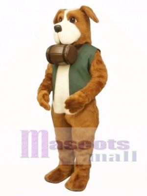 Cute Rescue Rover Dog with Barrel & Vest Mascot Costume Animal