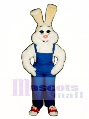 Easter Farmer Bunny Rabbit with Bib Overalls Mascot Costume Animal