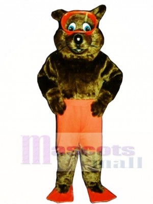 River Otter with Shorts, Fins & Goggles Mascot Costume Animal