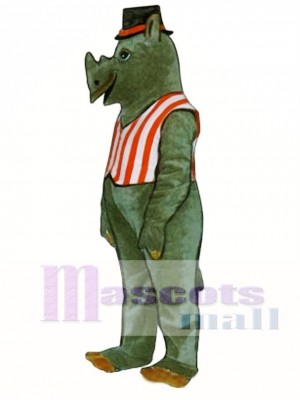 R.I. Nocerous Rhino with Vest & Hat Mascot Costume Animal