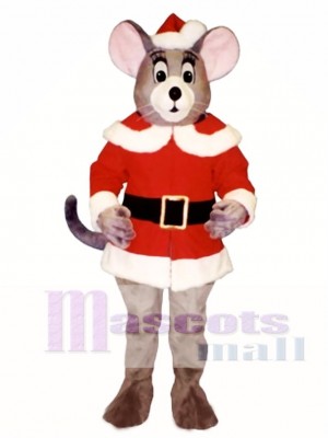Noel Mouse with Santa Coat & Hat Christmas Mascot Costume Animal