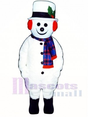 Jolly Snowman with Hat, Earmuffs & Scarf Mascot Costume Christmas Xmas