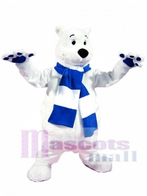 Blue and White Scarf Polar Bear Mascot Costumes Animal
