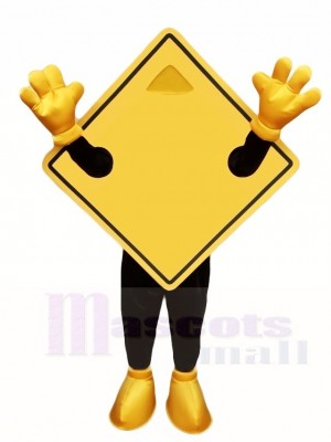 Yellow Guideboard Street Nameplate Mascot Costumes 