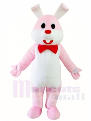 Pink Rabbit Easter Bunny with Red Bowknot Mascot Costumes Animal