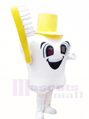 Yellow Hat Tooth with Toothbrush for Dentist Clinic Mascot Costumes  