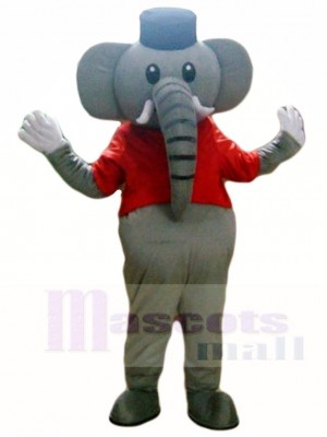 Cute Grey Elephant in Red Vest Mascot Costumes Animal 