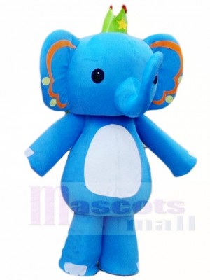 Cute Blue Elephant King Mascot Costumes Animal