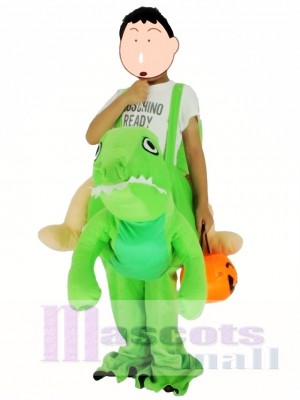 Children/ Kids Piggyback Carry Me Ride on Green Dinosaur Dragon Mascot Costume