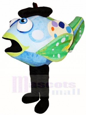 Cute Blue and Green Clown Fish Mascot Costumes Aquatic Ocean Aquarium