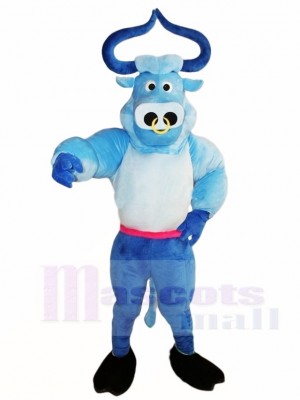 Cute Blue Muscle Bull Ox Mascot Costumes Animal