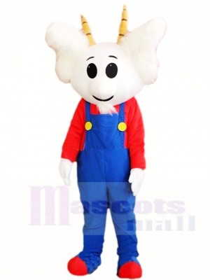Blue Overall Goat Mascot Costumes Animal