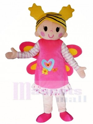 Pink Butterfly Girl Mascot Costumes People