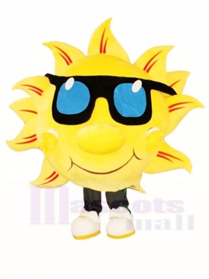 Yellow Sunshine with Sunglasses Mascot Costumes  