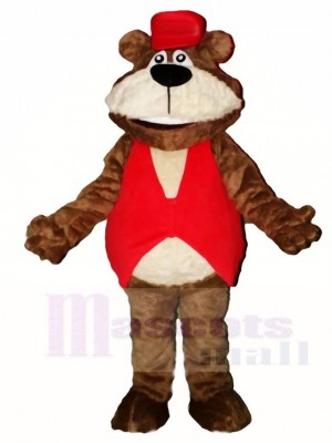 Brown Bear in Red Hat Mascot Costumes Animal