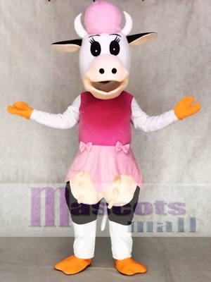 Cow in Pink Dress Mascot Costumes Animal