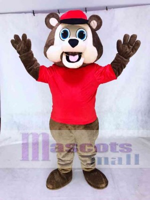 Brown Bear with Hat Mascot Costume Animal