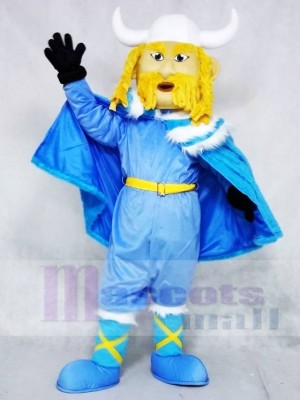 Thor the Giant Viking with Blue Body and Cloak Mascot Costumes People