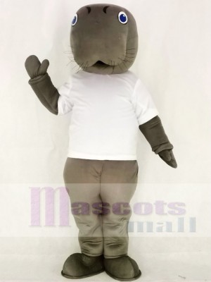 Cute Manatee in White Shirt Mascot Costumes Animal