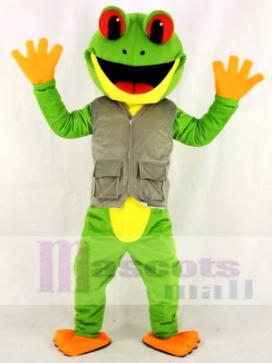 Green Tree Frog in Vest Mascot Costumes 