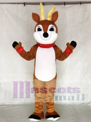 Cute Reindeer with Red Nose Collar & Cuffs Mascot Costume Animal