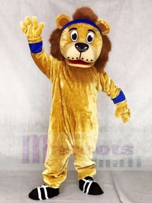 Lenny The Lion with Blue Head Band Mascot Costumes Animal 