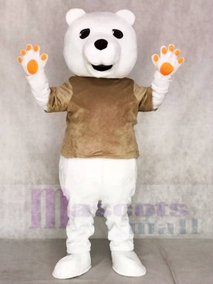 Tan Shirt Polar Bear Mascot Costumes Animal