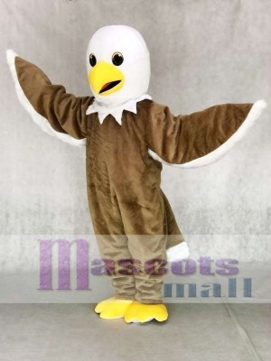 Cute Friendly Light Brown Eagle Mascot Costume
