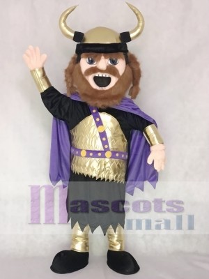 Fierce New Viking Mascot Costume with Purple Cloak People 