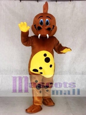 Golden Brown Dinosaur Mascot Adult Costumes  